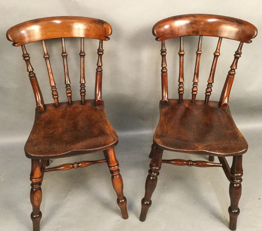 Rare pair of YEW Wood Worksop Kitchen Chairs