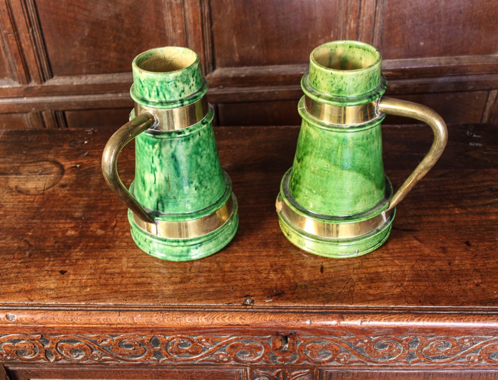 Pair of Green Glazed Jugs