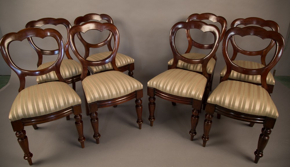 Set of 8 Victorian balloon Back Dining Chairs