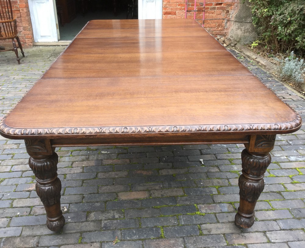 Victorian Oak Wind Out Extending Dining Table
