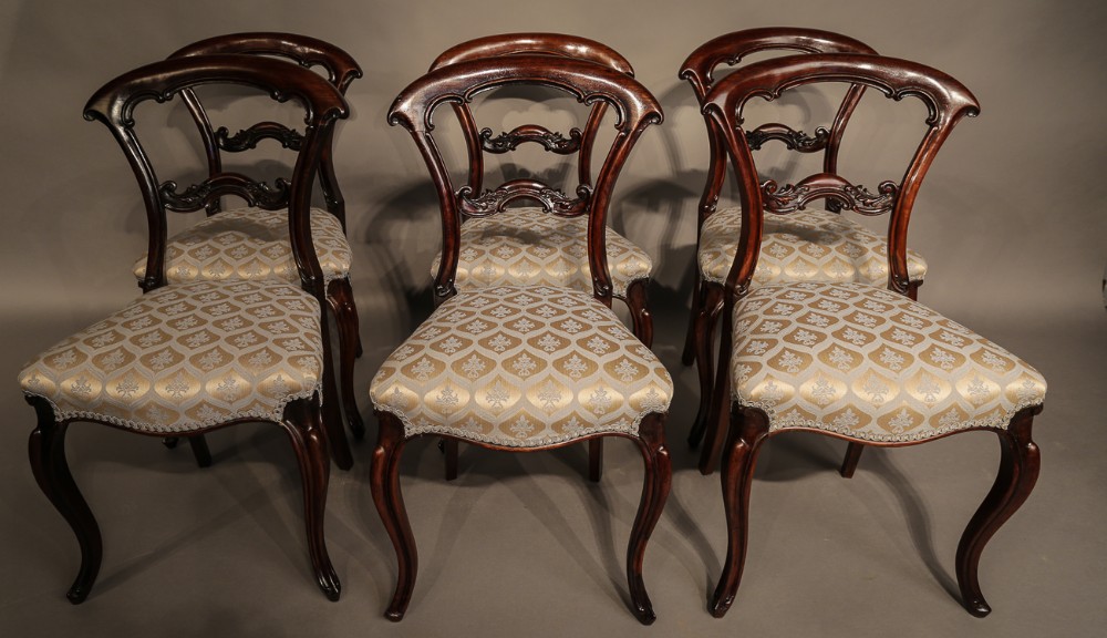 Set of 6 Victorian Dining Chairs in Rosewood