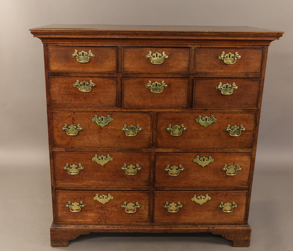 Georgian Oak Chest of Drawers original handles