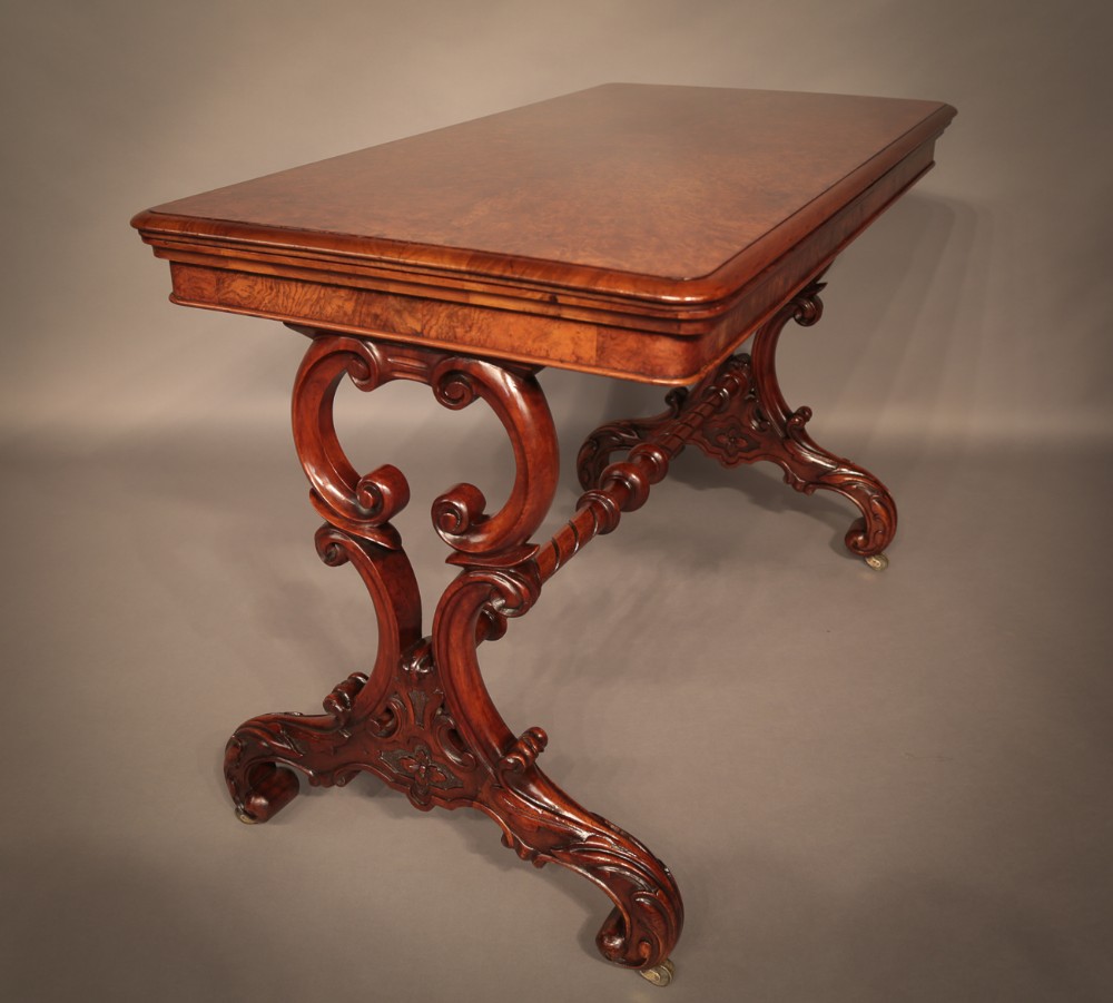 Quality Victorian Games Table in Burr Walnut