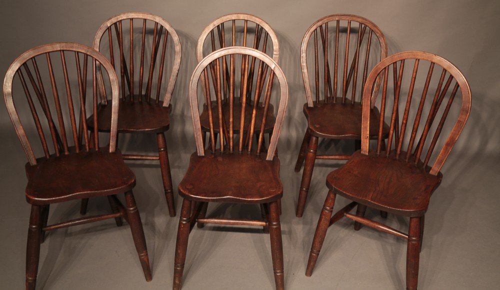 A Set of 6 Victorian Windsor Kitchen Chairs