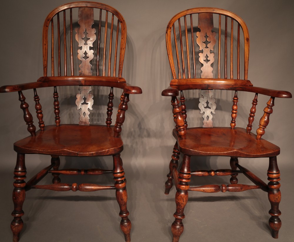 Rare Historically Important pair of Yew Wood Windsor Chairs