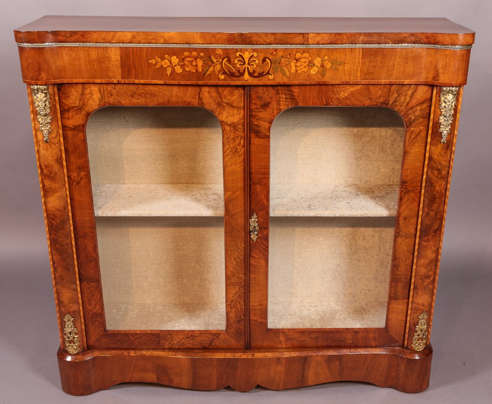 Victorian Burr Walnut Pier Cabinet