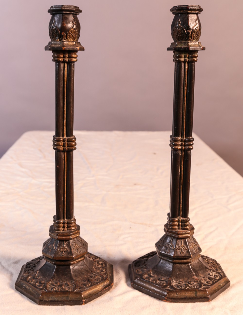 Good Pair of Gothic Candlesticks