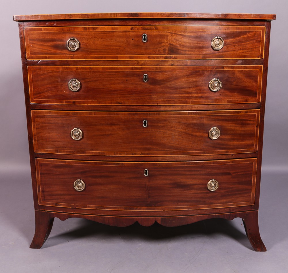 Georgian Bow Chest of Drawers with Inlay