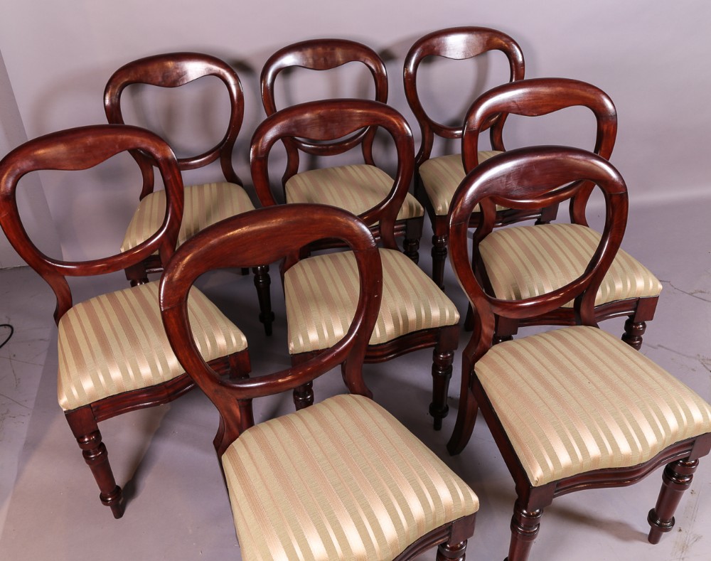 Set of 8 Victorian Mahogany Balloon Back Chairs