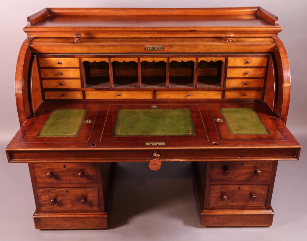 A Victorian Mahogany Cylinder Desk