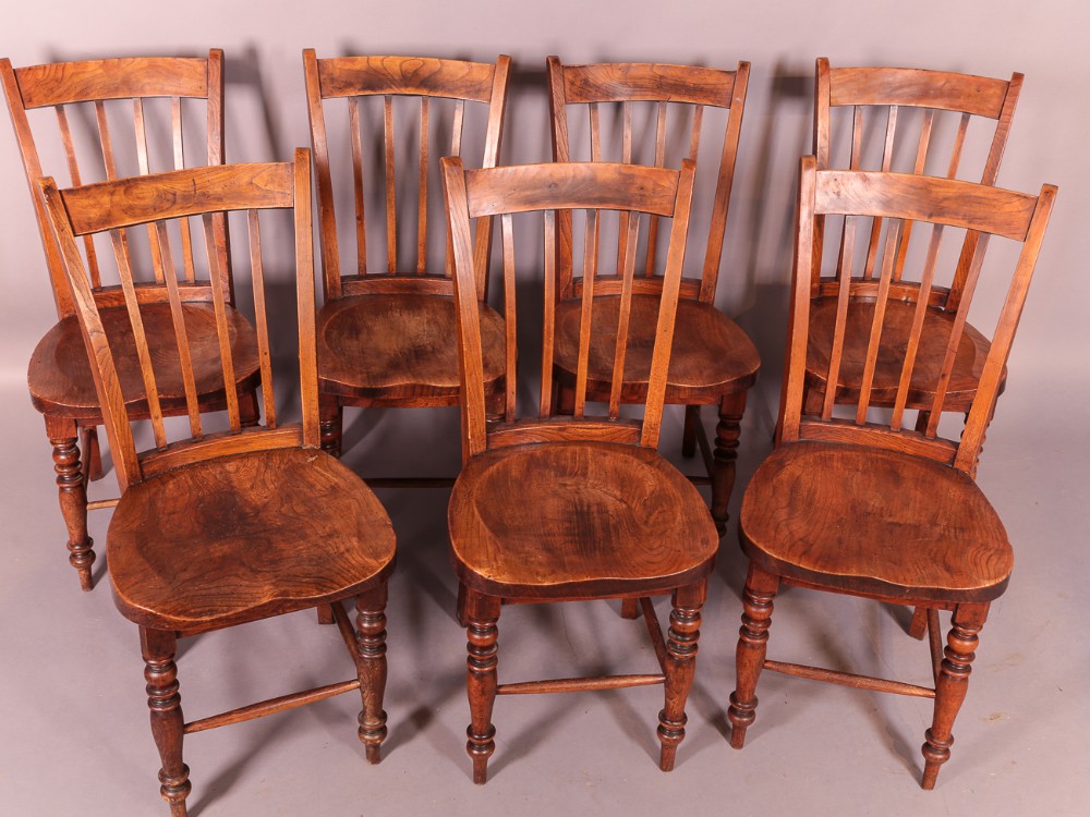 Good Set of 7 Victorian Kitchen Chairs