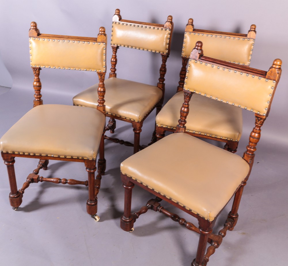 A Set of 4 Victorian Gothic Dining Chairs