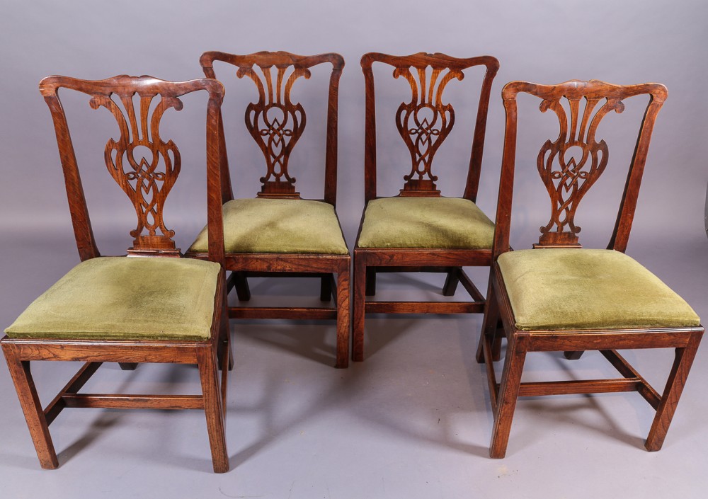 A Set of 4 Georgian Elm Dining Chairs c 1760 