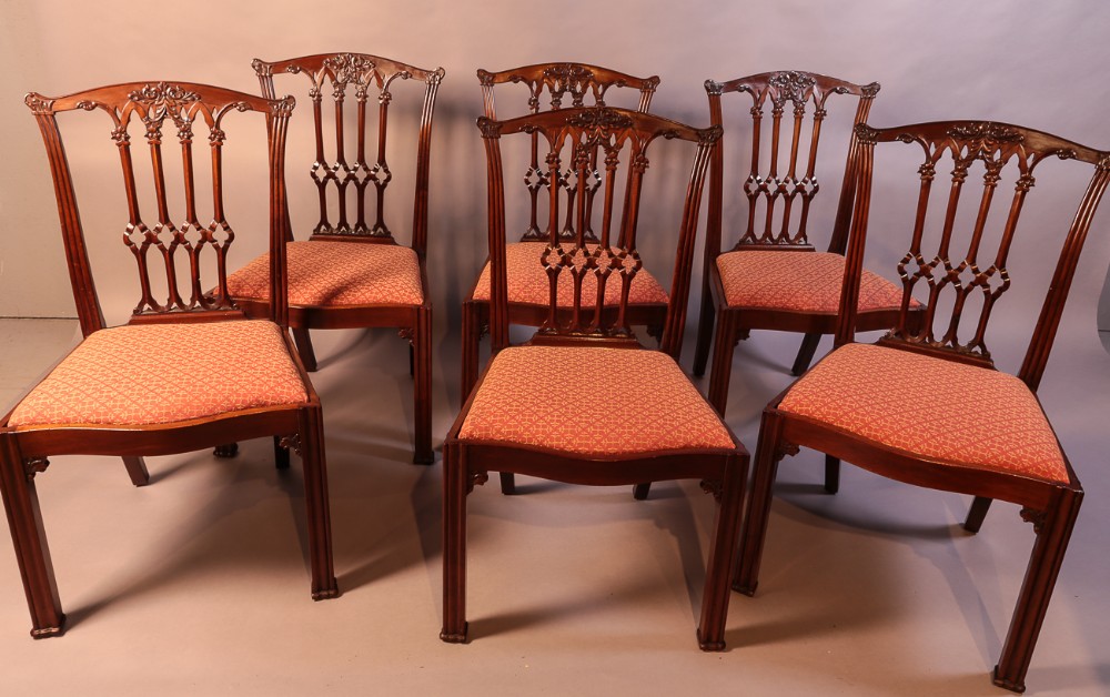 A Set of 6 Victorian Dining Chairs Chippendale Style