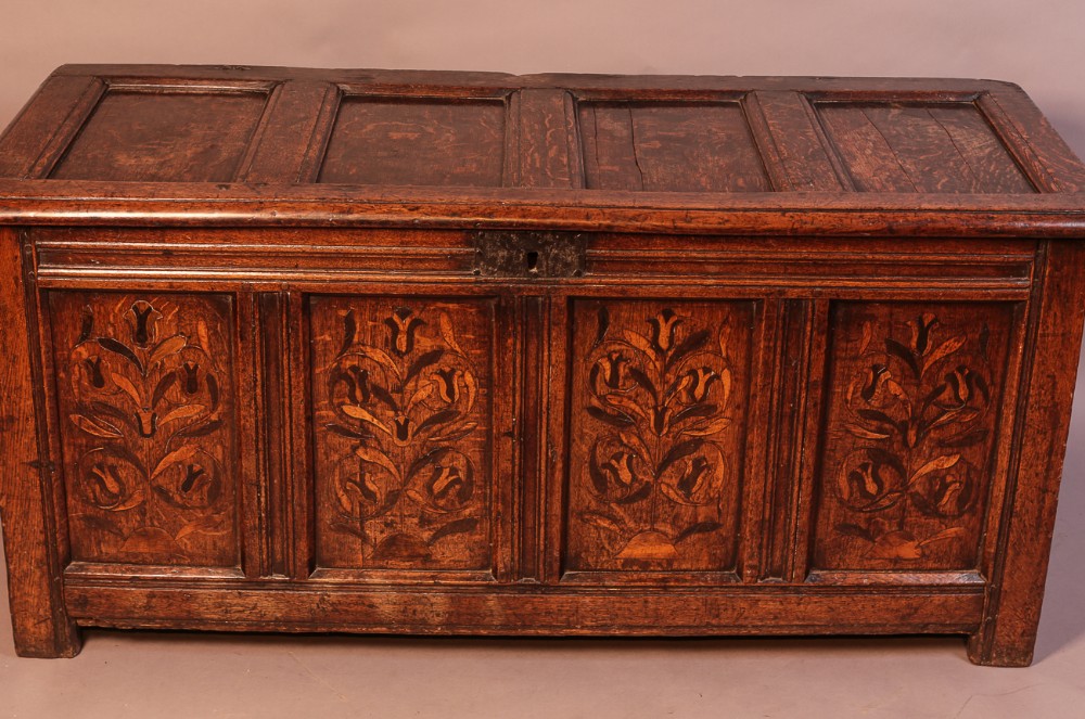 Rare Inlaid 17th century Coffer Blanket Box