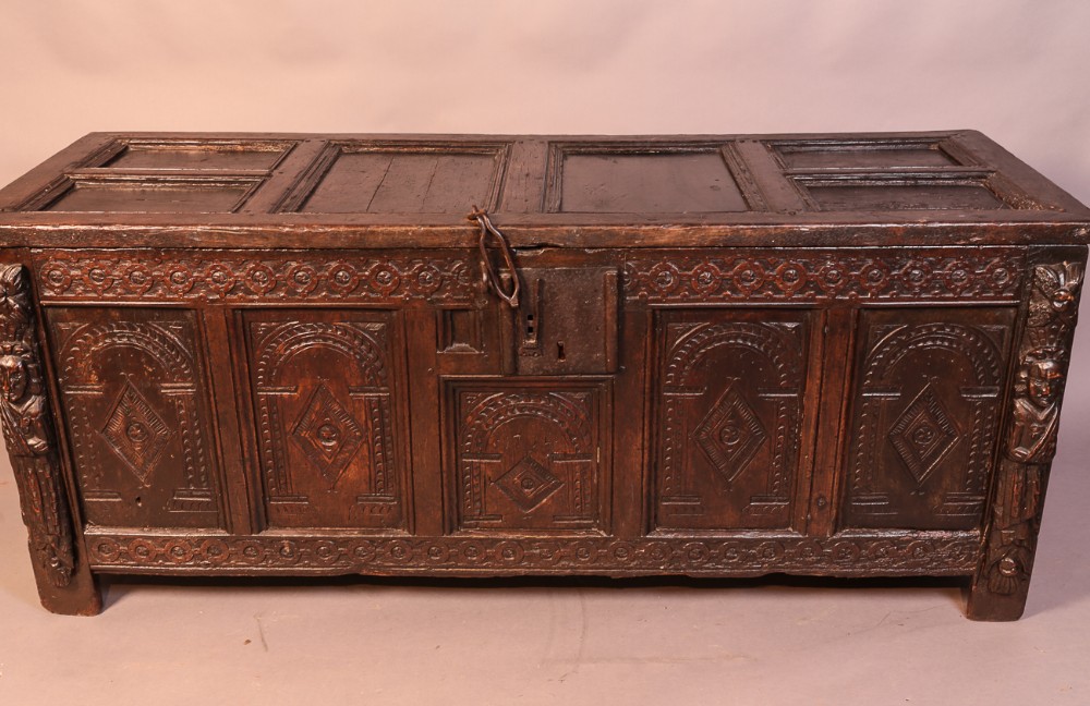 17th century carved Oak coffer