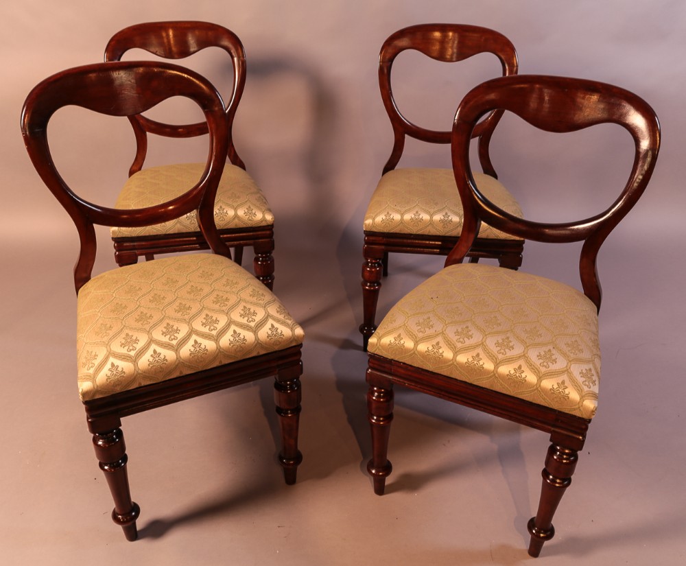 A Set of 4 Victorian Balloon Back Dining Chairs