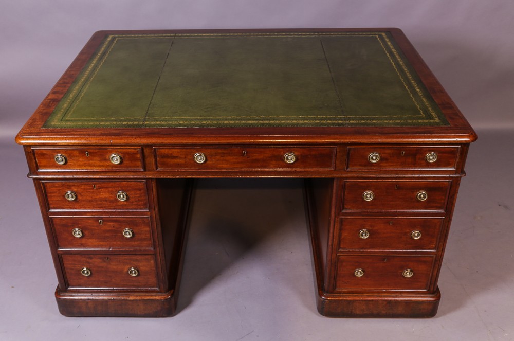 A Victorian Mahogany Pedestal Desk large size