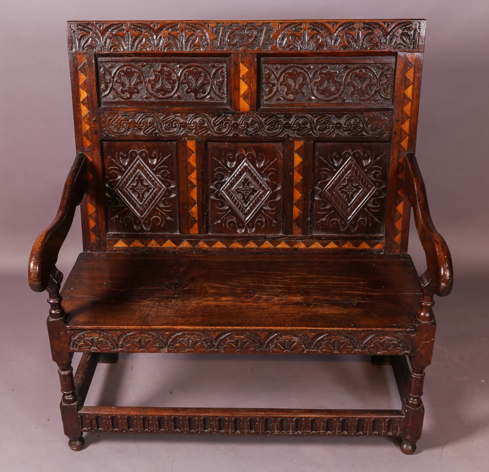 Oak Settle dated 1691