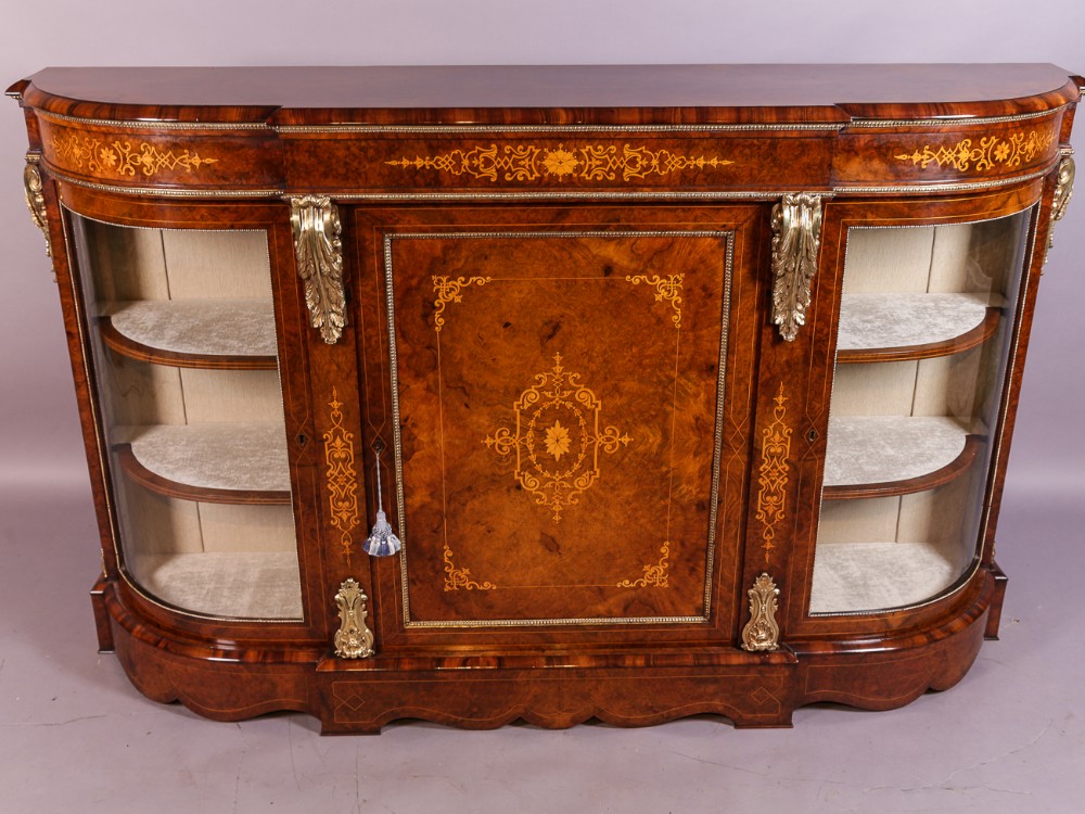 Superb Victorian Walnut Bow End Credenza