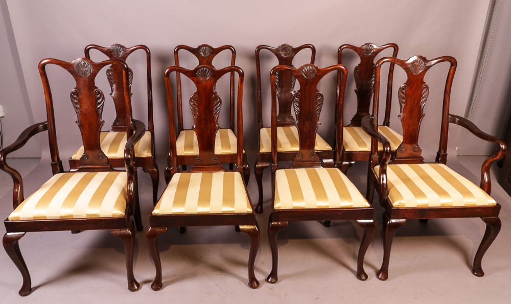 A Set of 8 late 19th century Queen Ann Style Chairs