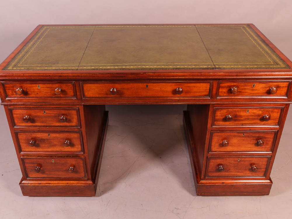 A Victorian Mahogany Pedestal Desk