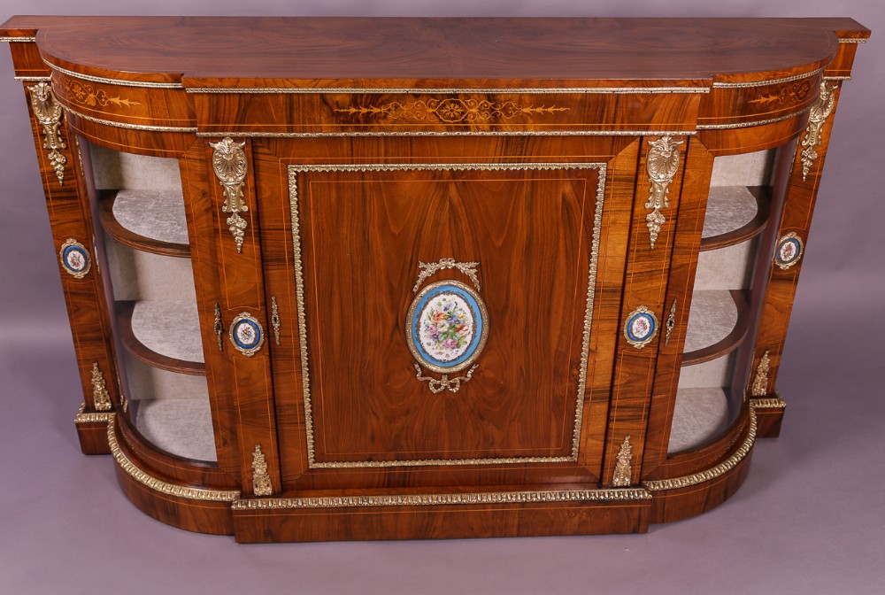 Superb Victorian Walnut Credenza with Porcelain plaques