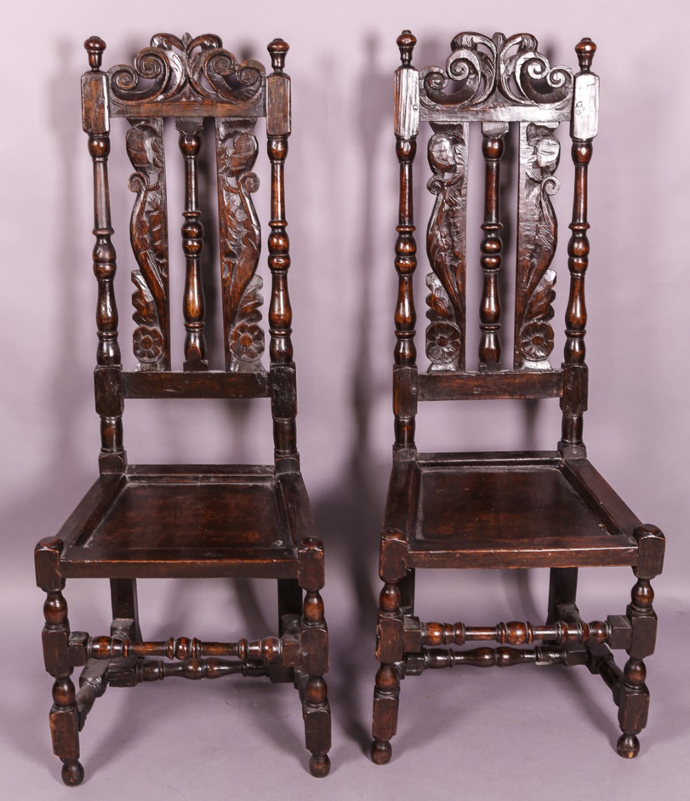 A Good Pair of 17th century back stool chairs