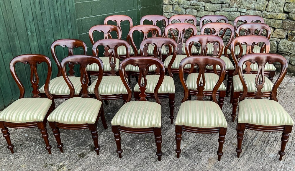 A Rare Set of 20 Spear Point Balloon Back Dining Chairs