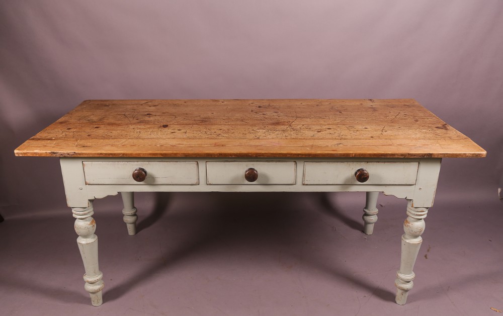 A Victorian Pine Kitchen Dining Table