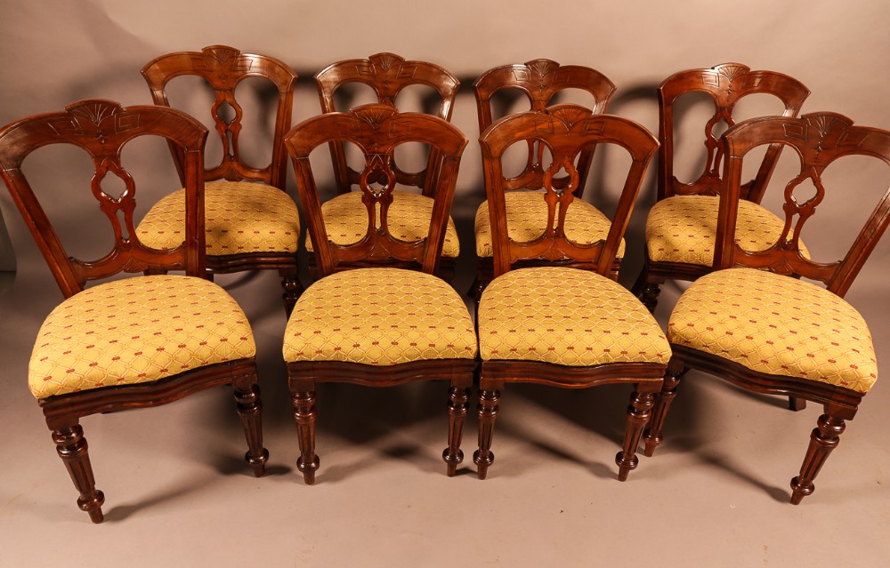 A Set of 8 Victorian Mahogany Dining Chairs