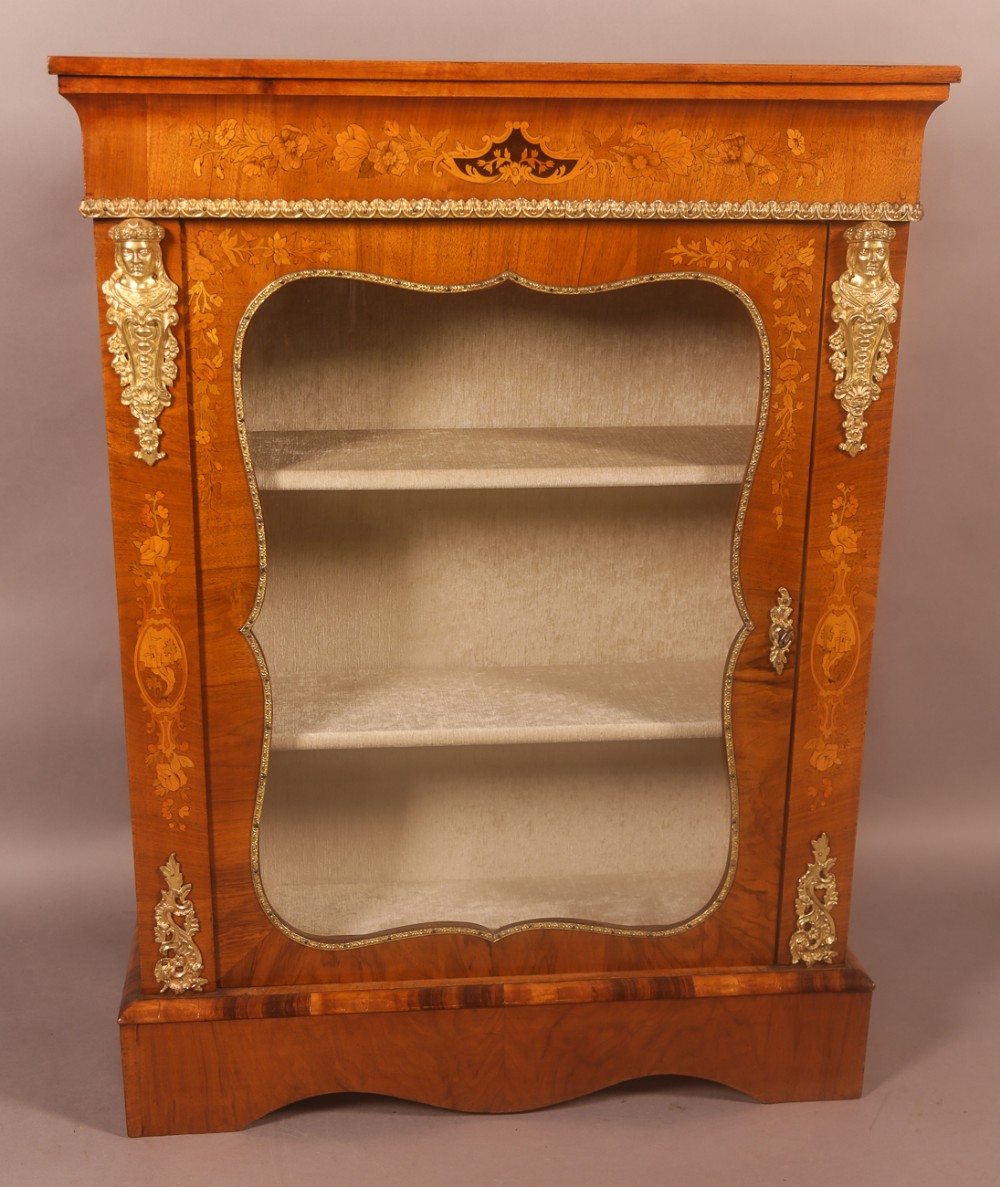 A Victorian Burr Walnut Pier Cabinet
