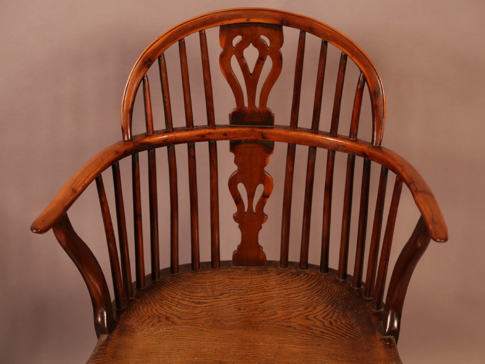 A Rare set of 4 Yew Wood Windsor Chairs Wheatland Retford View VII