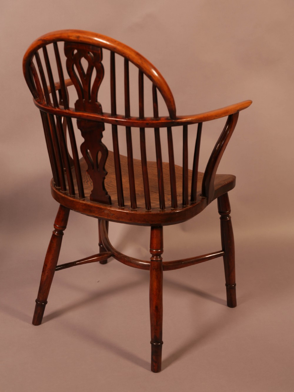 A Rare set of 4 Yew Wood Windsor Chairs Wheatland Retford View VIII