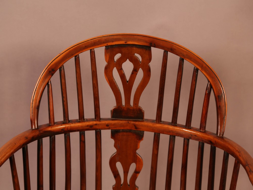 A Rare set of 4 Yew Wood Windsor Chairs Wheatland Retford View IX