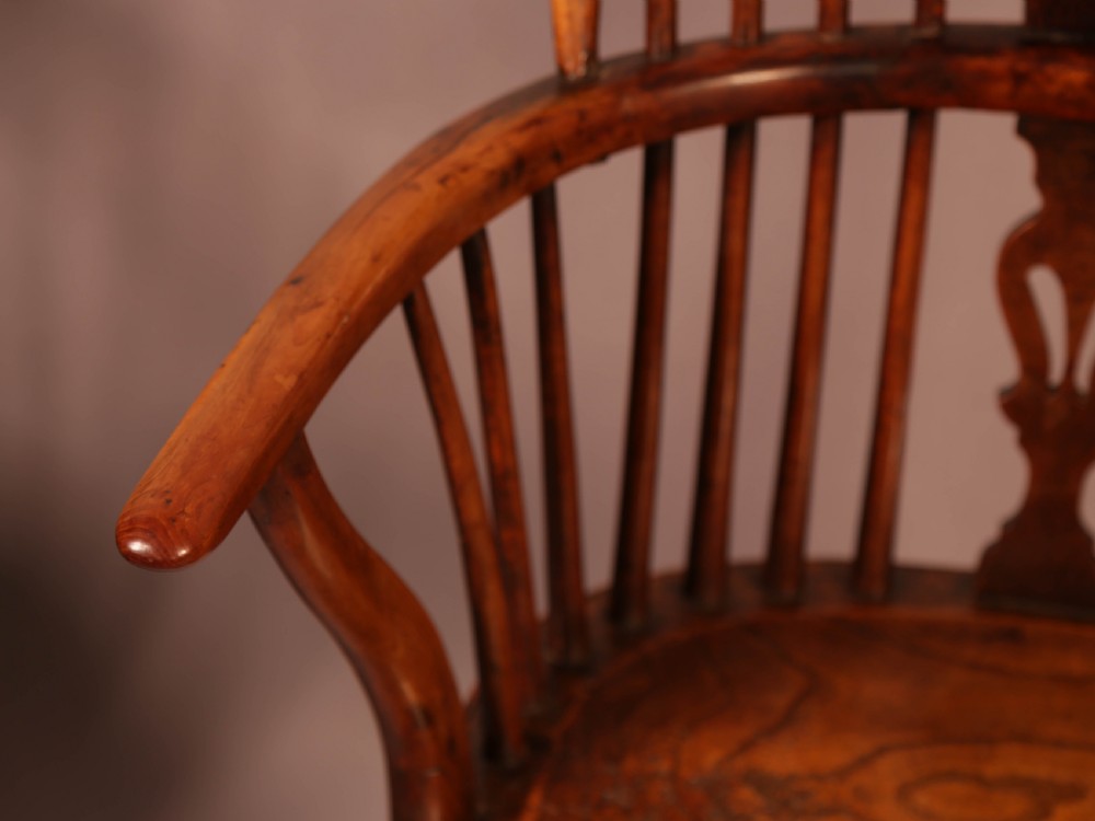 A Rare set of 4 Yew Wood Windsor Chairs Wheatland Retford View XVI