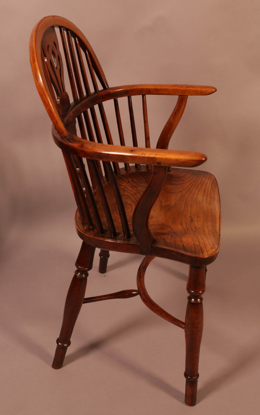 A Rare set of 4 Yew Wood Windsor Chairs Wheatland Retford View XIX
