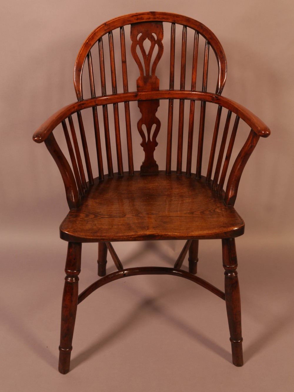 A Rare set of 4 Yew Wood Windsor Chairs Wheatland Retford View XX