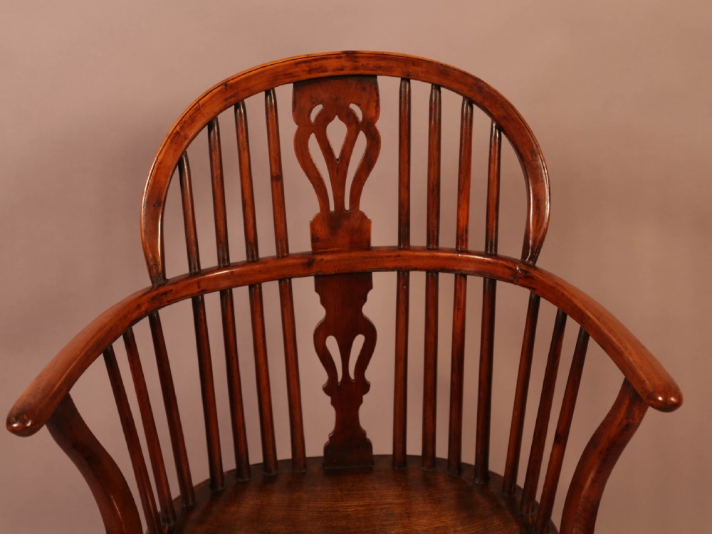 A Rare set of 4 Yew Wood Windsor Chairs Wheatland Retford View XXIII