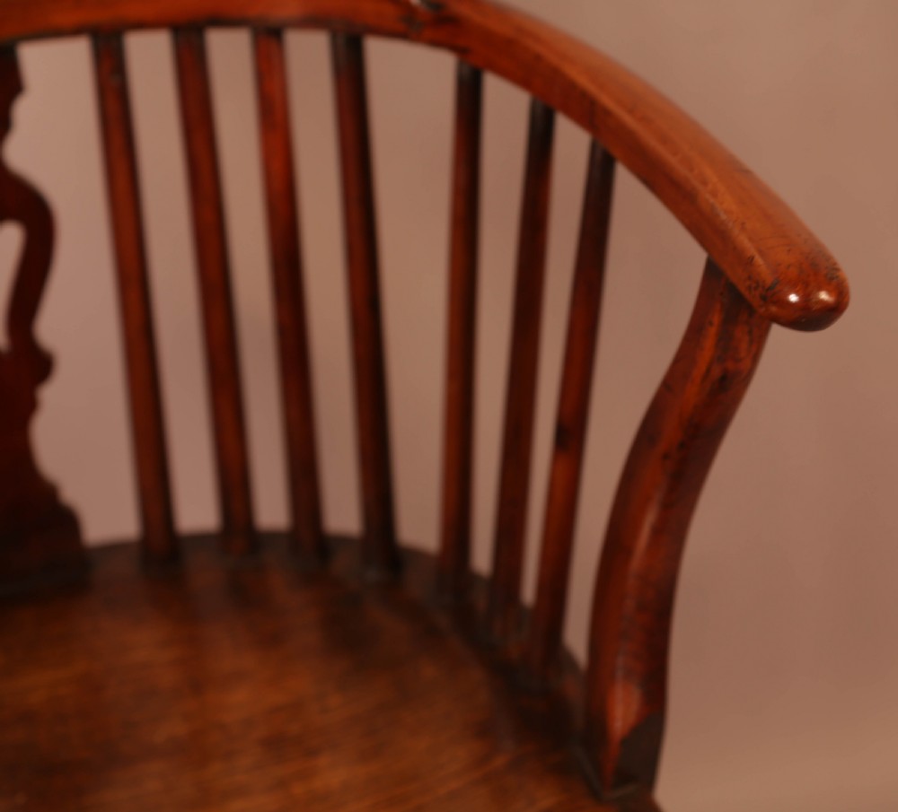 A Rare set of 4 Yew Wood Windsor Chairs Wheatland Retford View XXV
