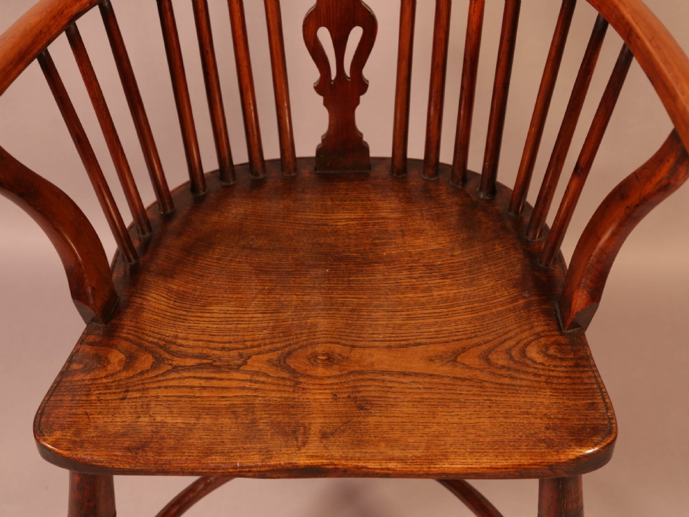 A Rare set of 4 Yew Wood Windsor Chairs Wheatland Retford View XXVII