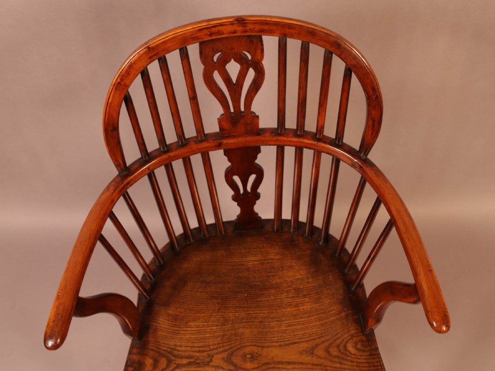 A Rare set of 4 Yew Wood Windsor Chairs Wheatland Retford View XXVIII
