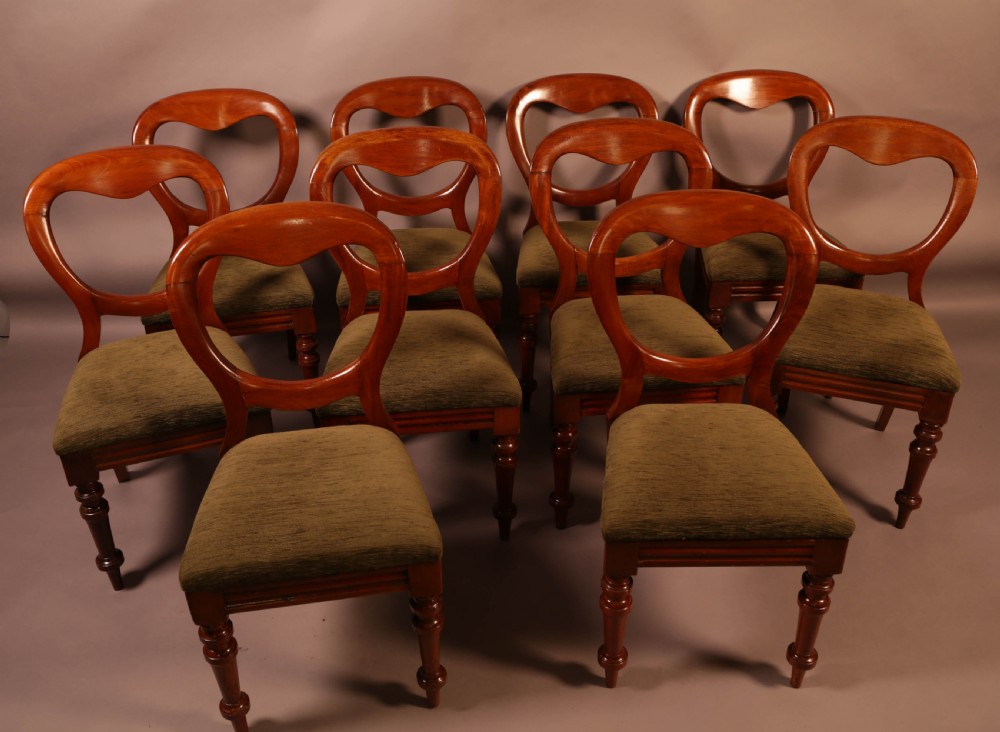 A Set of 10 Victorian Mahogany Balloon Back dining Chairs View II