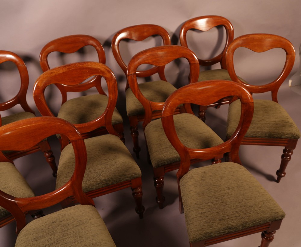 A Set of 10 Victorian Mahogany Balloon Back dining Chairs View III