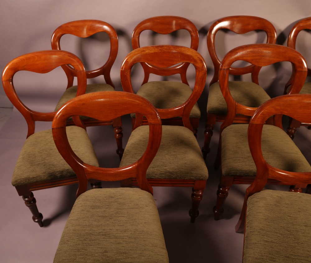 A Set of 10 Victorian Mahogany Balloon Back dining Chairs View IV