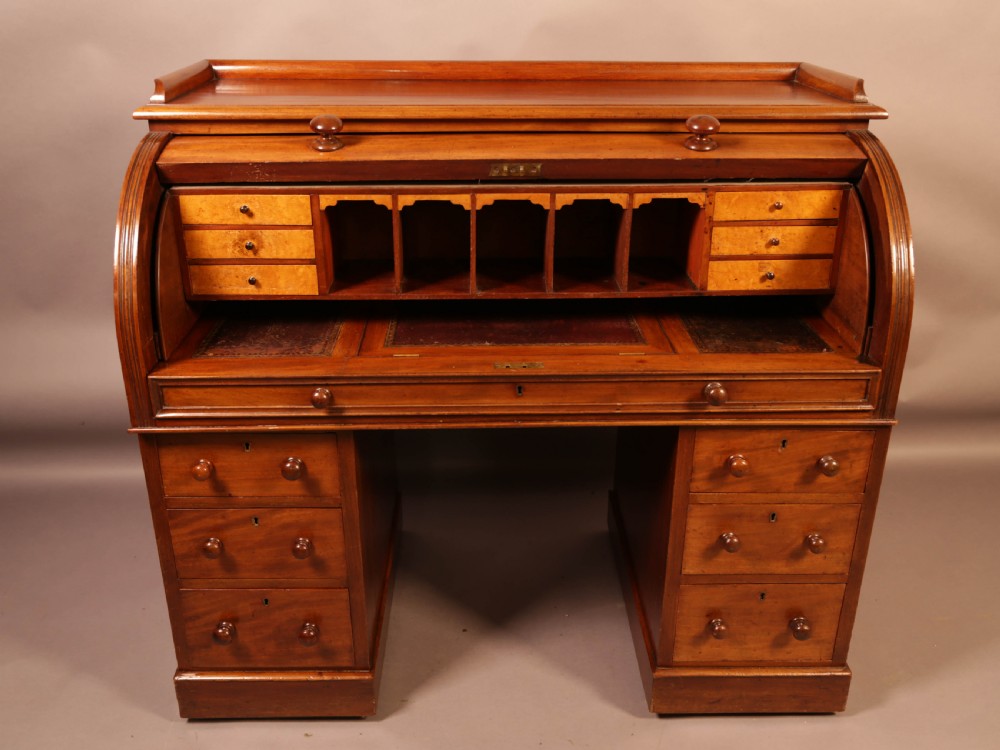 A Victorian Cylinder desk in Mahogany View II