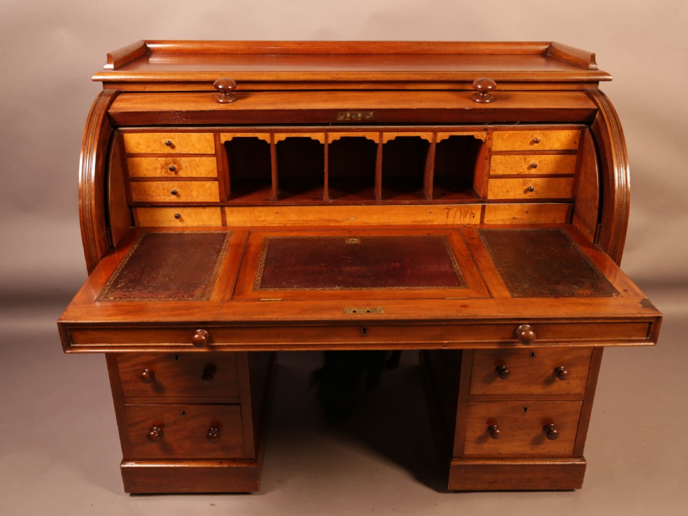 A Victorian Cylinder desk in Mahogany View III