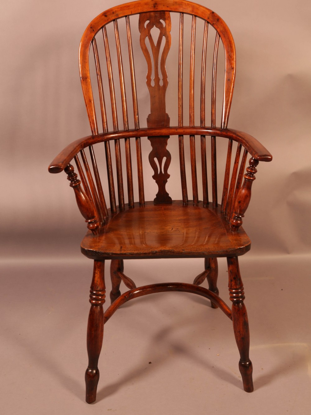 A Good Yew Wood High Back Windsor Chair Rockley Maker