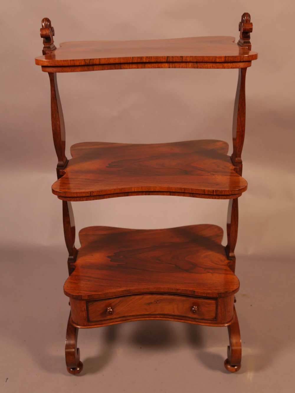 A Victorian Rosewood 3 tier stand with drawer View II