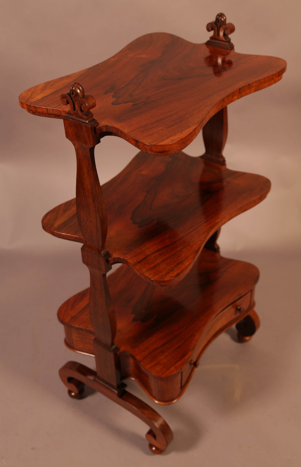 A Victorian Rosewood 3 tier stand with drawer View III